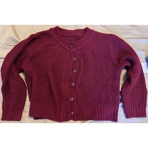 Burgundy Cropped Knit Cardigan | Size M